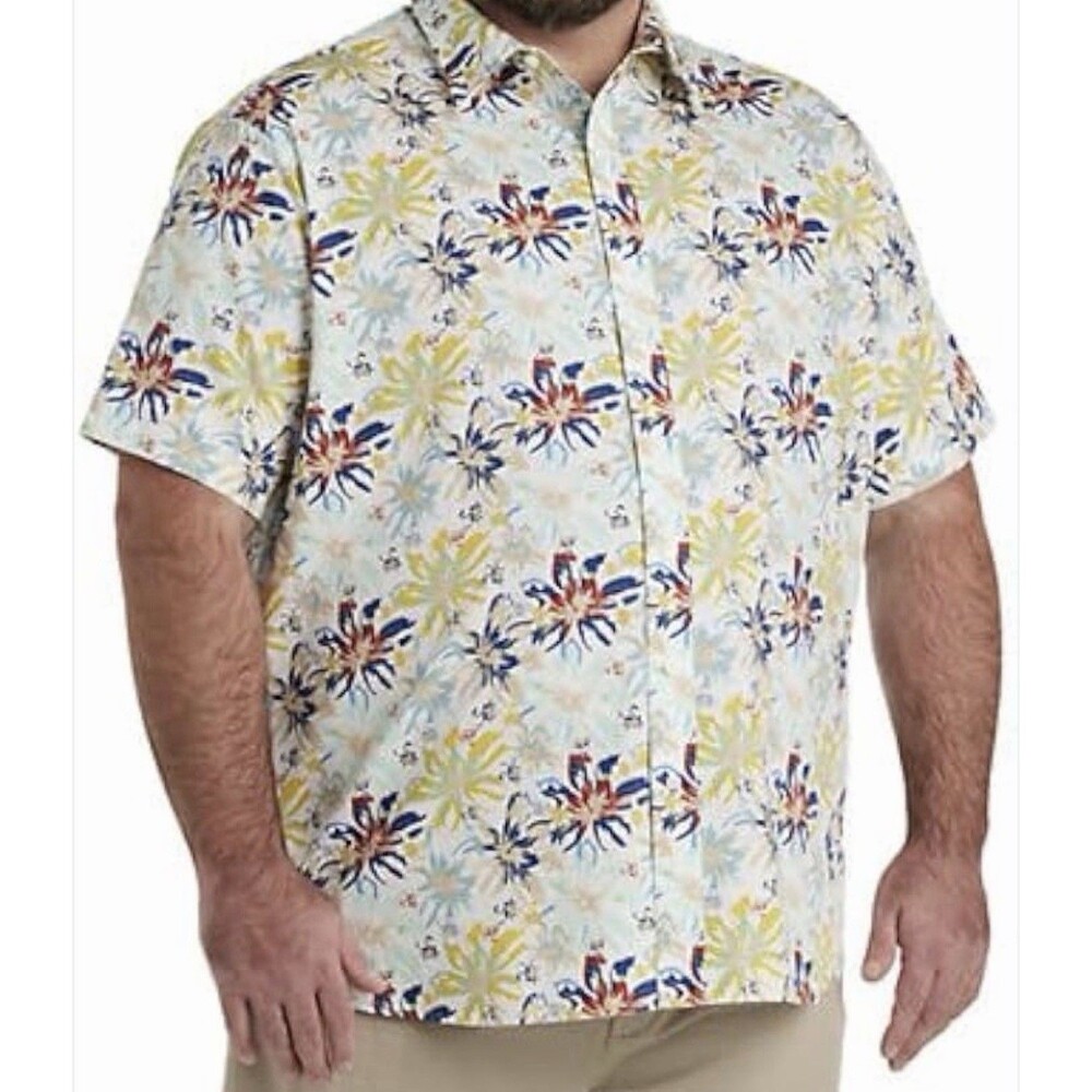 True Nation Mens 2XL Multi Floral Print Sport Shirt DXL Big Tall Cotton NWT NEW